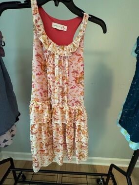 Rachael & Chloe White Floral Ruffle Tank Dress